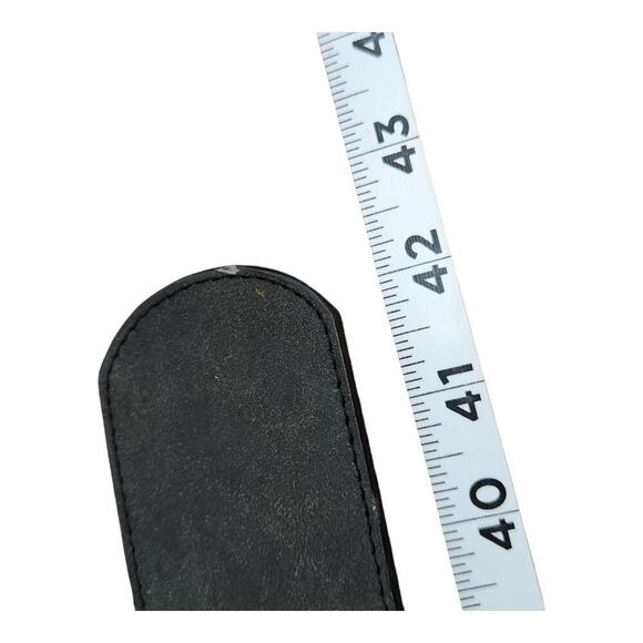 Leather belt fringe with silver color accents sz large Wide western boho black - Picture 9 of 16